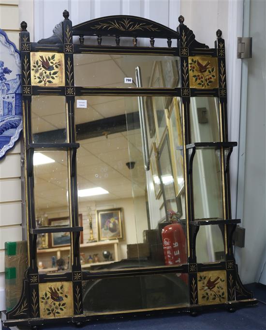 A Victorian aesthetic ebonised wall mirror H.130cm